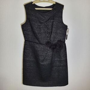 NWT David Meister Floral Embelishment Black Sheath Dress size 14w
